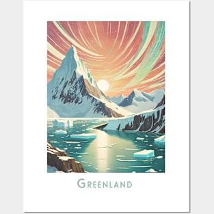 Vintage Retro Travel Majestic Greenland Aurora Posters and Art